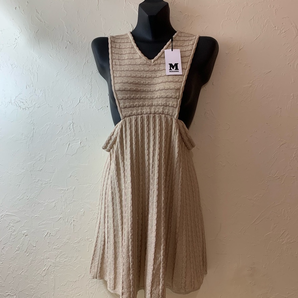 MISSONI Sz 48 EUR USA 12 NEW LUREX DRESS GOLD NWT - Picture 1 of 14